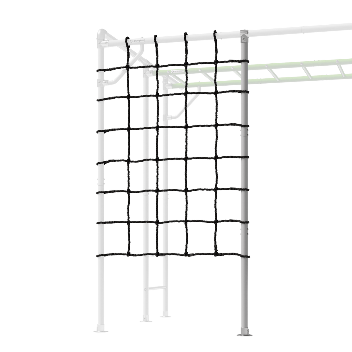 Growplay Cargo Net on a green monkey bar frame