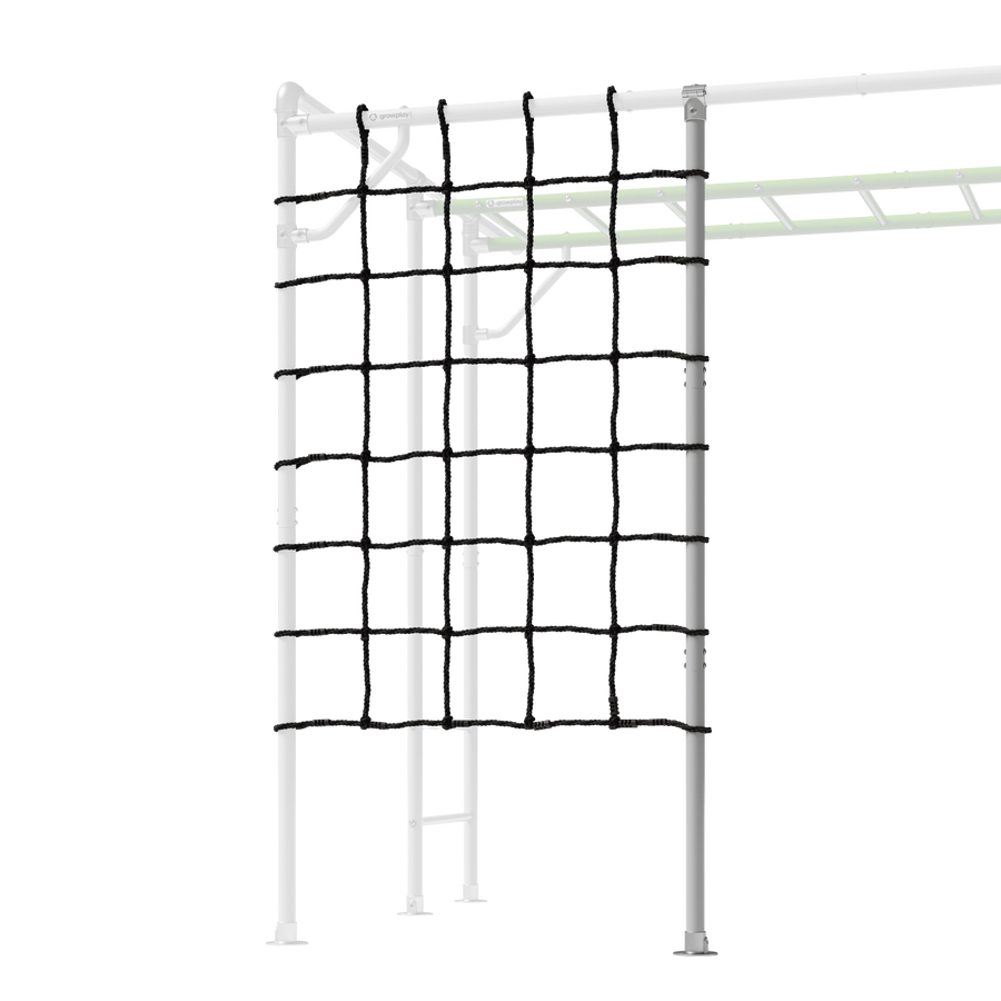 Growplay Cargo Net on a green monkey bar frame