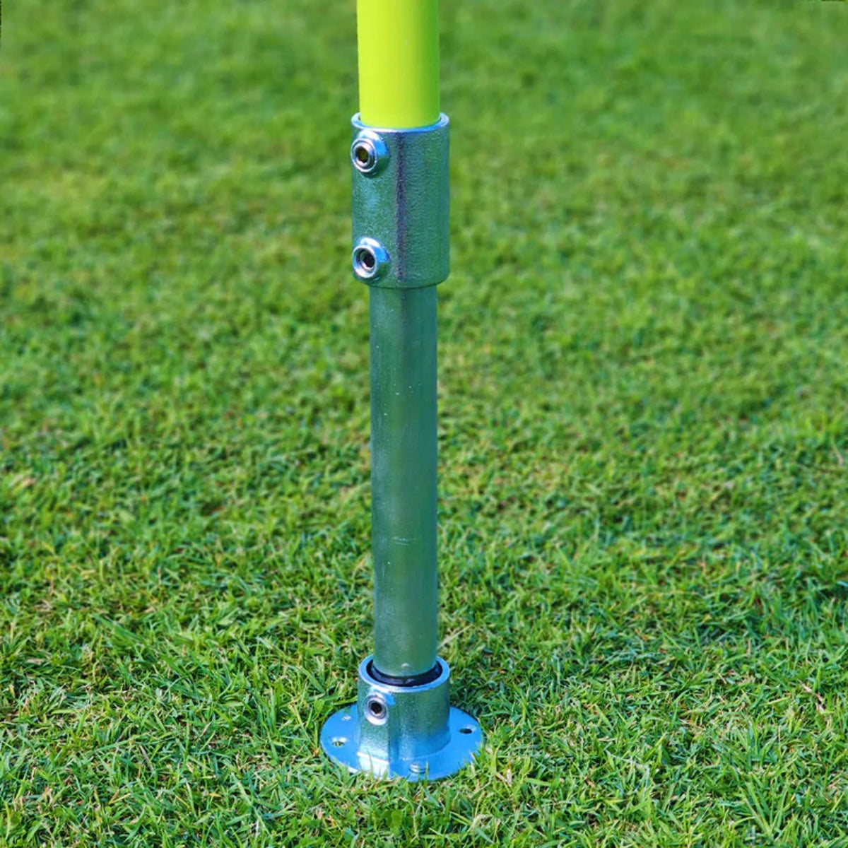 Levelling Kit (Sloped Gardens) in use on a Growplay frame in a family garden